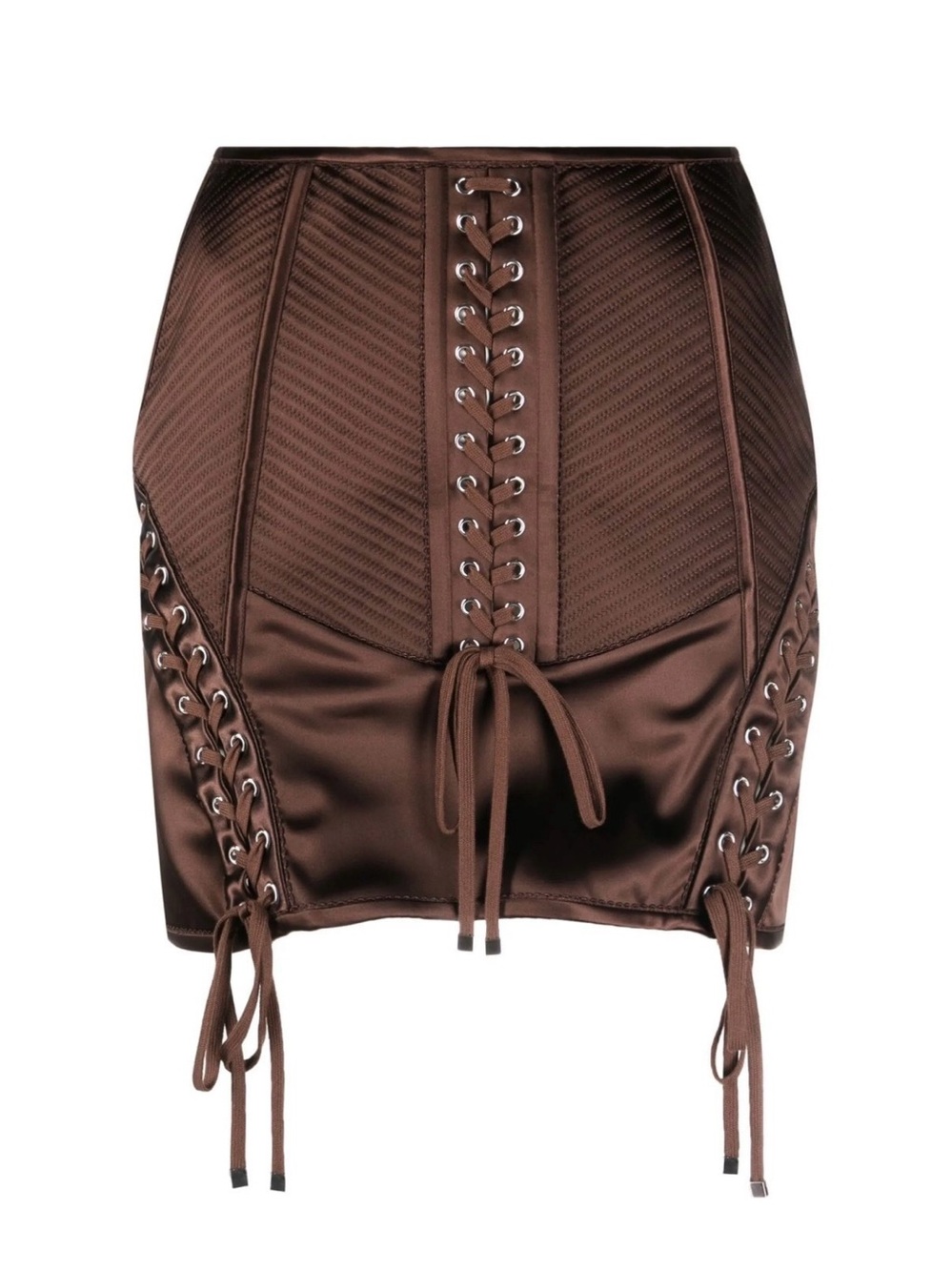 Brown Lace-Up Mini Skirt